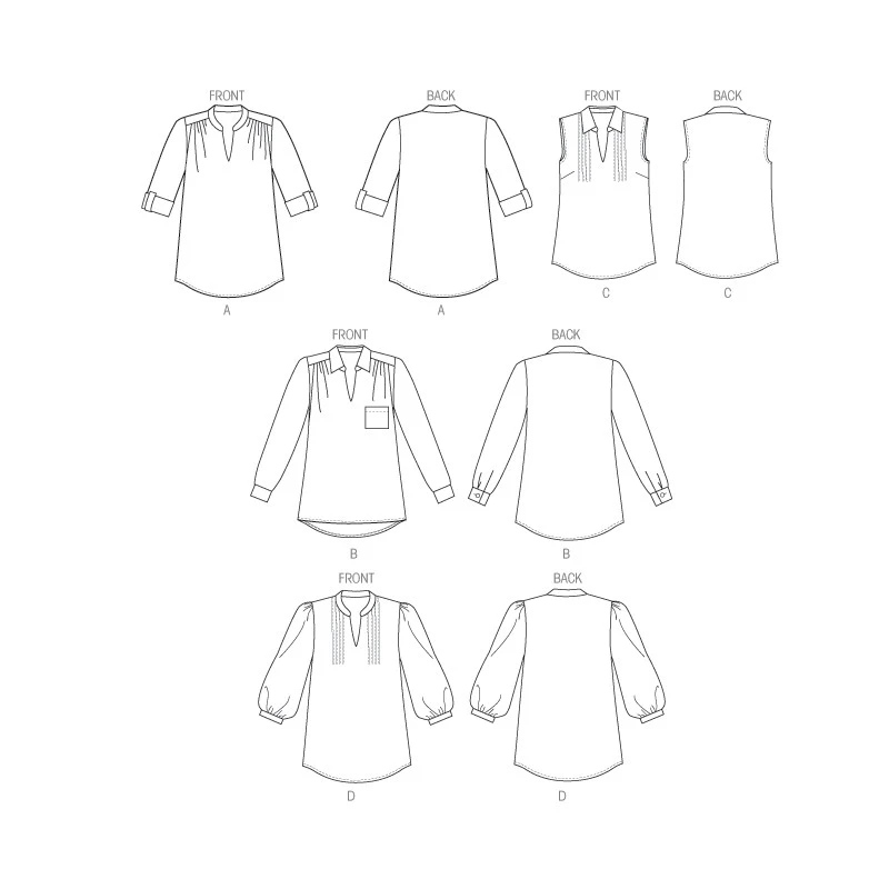 Butterick Sewing Pattern B6801 Misses' Pullover Top Shirt Blouse Pleat Detail 4 Butterick Sewing Pattern B6801 Misses' Pullover Top Shirt Blouse Pleat Detail - Image 2