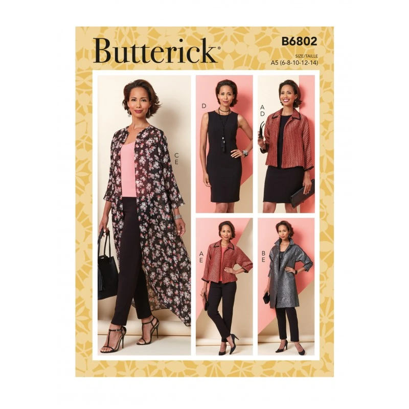 Butterick Sewing Pattern B6802 Misses' Loose Fit Jacket Coat And Dress Trousers 3 Butterick Sewing Pattern B6802 Misses' Loose Fit Jacket Coat And Dress Trousers