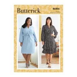 Butterick Sewing Pattern B6806 Misses' V-Neck Dress With Elasticated Waist -OHSEWCRAFTY butterick sewing pattern b6806 misses v neck dress with elasticated waist 1