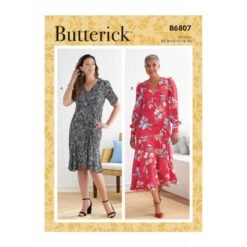 Butterick Sewing Pattern B6807 Misses' V-Neck Dress In Two Lengths -OHSEWCRAFTY butterick sewing pattern b6807 misses v neck dress in two lengths 1