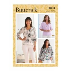 Butterick Sewing Pattern B6814 Misses' Top Blouse Ruffle Neck Sleeve Variations