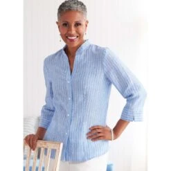 Butterick Sewing Pattern B6816 Misses’ Button Front Top With Sleeve Variations -OHSEWCRAFTY butterick sewing pattern b6816 misses button front top with sleeve variations 1