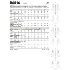 Butterick Sewing Pattern B6816 Misses’ Button Front Top With Sleeve Variations -OHSEWCRAFTY butterick sewing pattern b6816 misses button front top with sleeve variations 6