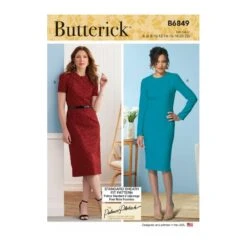 Butterick Sewing Pattern B6849 Misses' Dress With Optional Collar Fitted Bodice