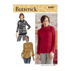 Butterick Sewing Pattern B6857 Misses Top Collar Neckline And Sleeve Variations