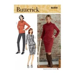 Butterick Sewing Pattern B6858 Misses Dress Top Trousers Lapped Collar