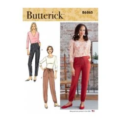Butterick Sewing Pattern B6865 Misses Trousers Elasticated Waist Pockets Options