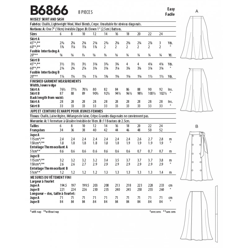 Butterick Sewing Pattern B6866 Misses Princess Seam Skirt In Two Lengths 4 Butterick Sewing Pattern B6866 Misses Princess Seam Skirt In Two Lengths - Image 2