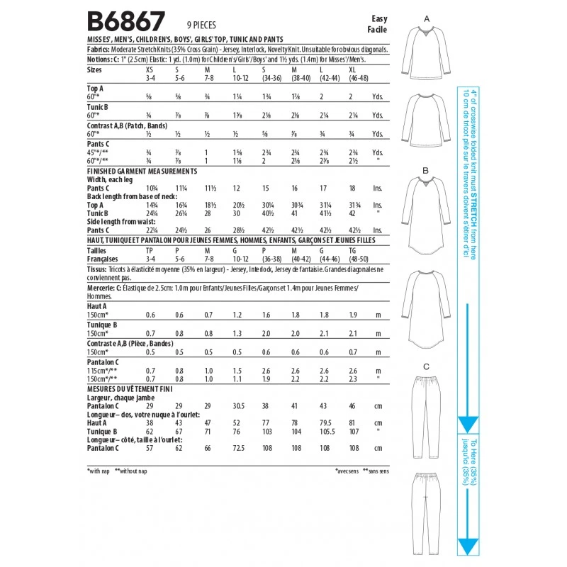 Butterick Sewing Pattern B6867 Misses Mens Childrens Top Tunic Trousers 4 Butterick Sewing Pattern B6867 Misses Mens Childrens Top Tunic Trousers - Image 2