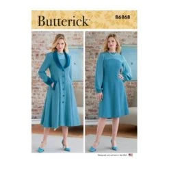 Butterick Sewing Pattern B6868 Misses Princess Seam Coat Dress With Flare Skirt