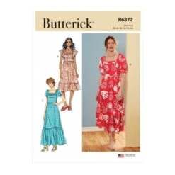 Butterick Sewing Pattern B6872 Misses' High-Waist Dress With Square Neckline -OHSEWCRAFTY butterick sewing pattern b6872 misses high waist dress with square neckline 1