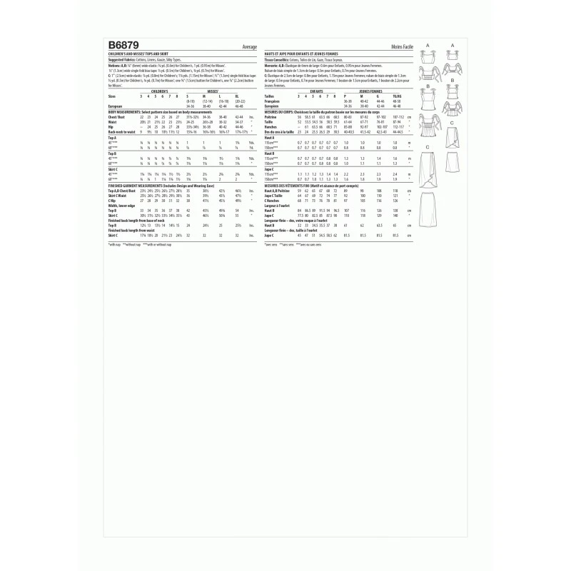 Butterick Sewing Pattern B6879 Misses And Childrens Cropped Top With Skirt 4 Butterick Sewing Pattern B6879 Misses And Childrens Cropped Top With Skirt - Image 2