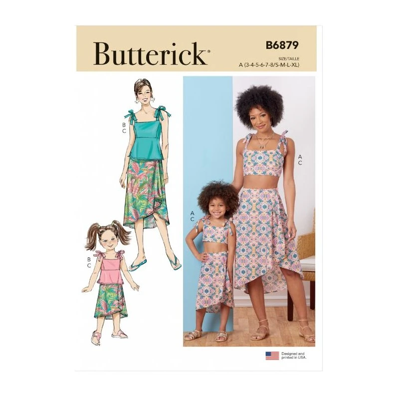 Butterick Sewing Pattern B6879 Misses And Childrens Cropped Top With Skirt 3 Butterick Sewing Pattern B6879 Misses And Childrens Cropped Top With Skirt