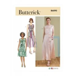 Butterick Sewing Pattern B6890 Misses’ Button Front Dress, Jumpsuit And Sash