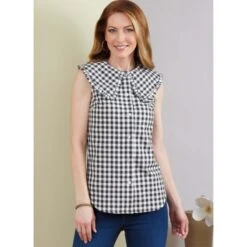 Butterick Sewing Pattern B6895 Misses’ Button Front Top With Sleeve Variations -OHSEWCRAFTY butterick sewing pattern b6895 misses button front top with sleeve variations 1