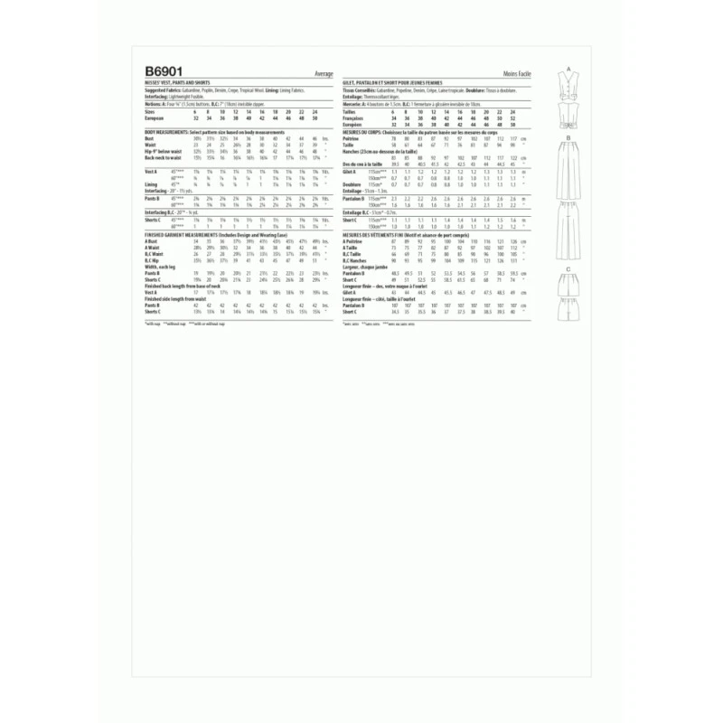 Butterick Sewing Pattern B6901 Lisette Misses’ Waistcoat, Trousers And Shorts 7 Butterick Sewing Pattern B6901 Lisette Misses’ Waistcoat, Trousers And Shorts - Image 5