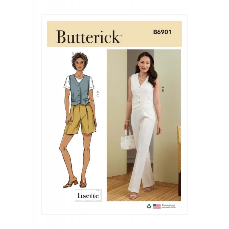 Butterick Sewing Pattern B6901 Lisette Misses’ Waistcoat, Trousers And Shorts 3 Butterick Sewing Pattern B6901 Lisette Misses’ Waistcoat, Trousers And Shorts