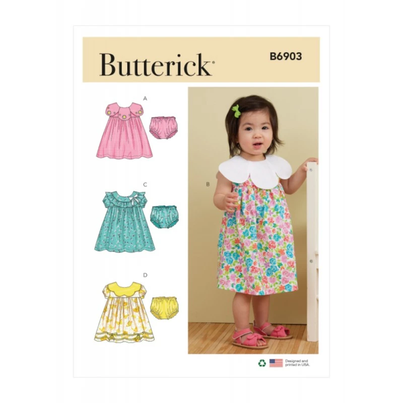 Butterick Sewing Pattern B6903 Infants’ Full Gathered Dress With Optional Sleeve 3 Butterick Sewing Pattern B6903 Infants’ Full Gathered Dress With Optional Sleeve