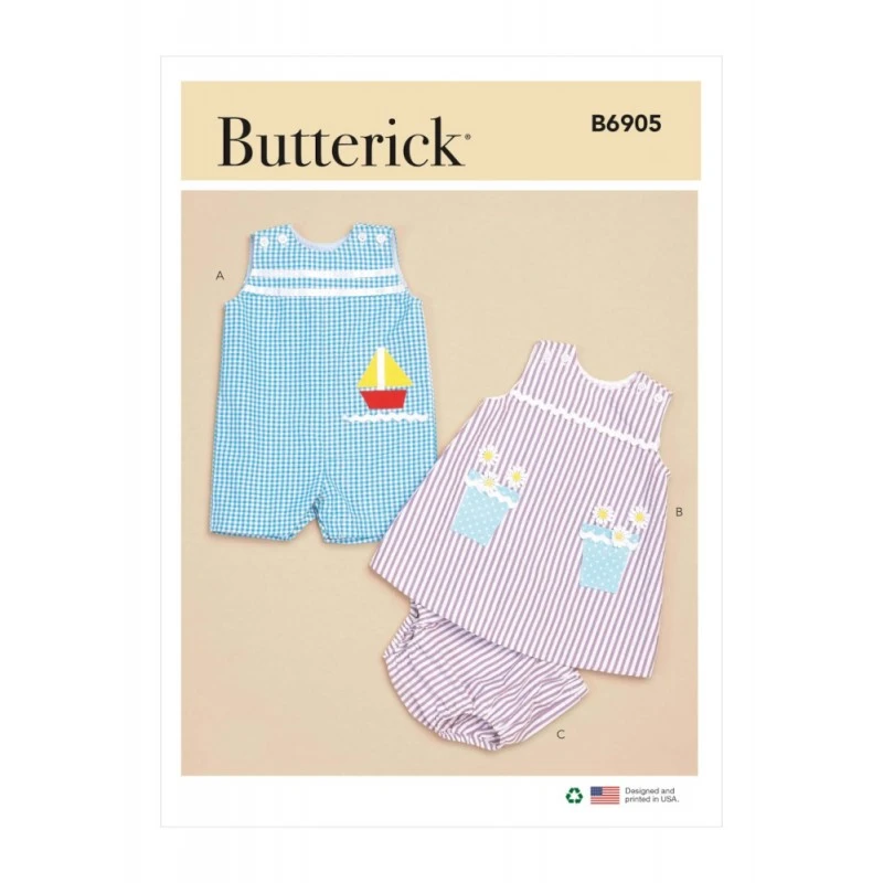 Butterick Sewing Pattern B6905 Baby Overalls, Dress With Shoulder Button Closure 3 Butterick Sewing Pattern B6905 Baby Overalls, Dress With Shoulder Button Closure