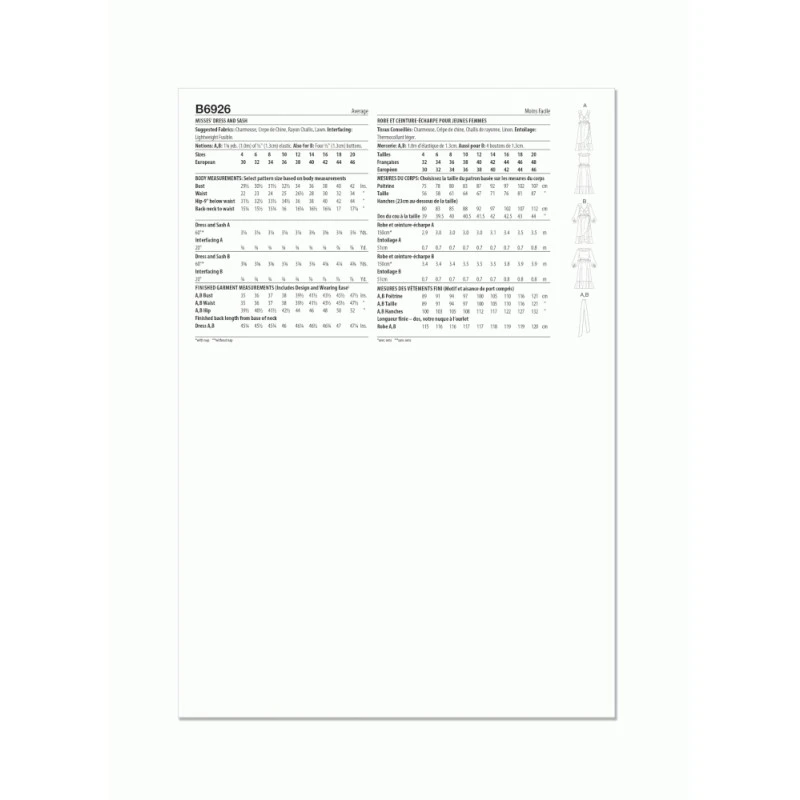 Butterick Sewing Pattern B6926 Misses' Pullover Dress And Matching Sash 7 Butterick Sewing Pattern B6926 Misses' Pullover Dress And Matching Sash - Image 5