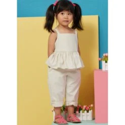 Butterick Sewing Pattern B6936 Toddlers' Overalls And Dress Ruffled Waist -OHSEWCRAFTY butterick sewing pattern b6936 toddlers overalls and dress ruffled waist 1