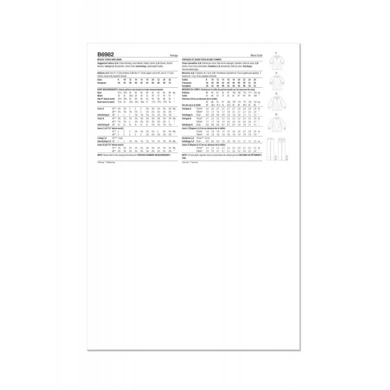 Butterick Sewing Pattern B6982 Misses’ Loose-Fitting Pullover Tunic And Jeans 9 Butterick Sewing Pattern B6982 Misses’ Loose-Fitting Pullover Tunic And Jeans - Image 7