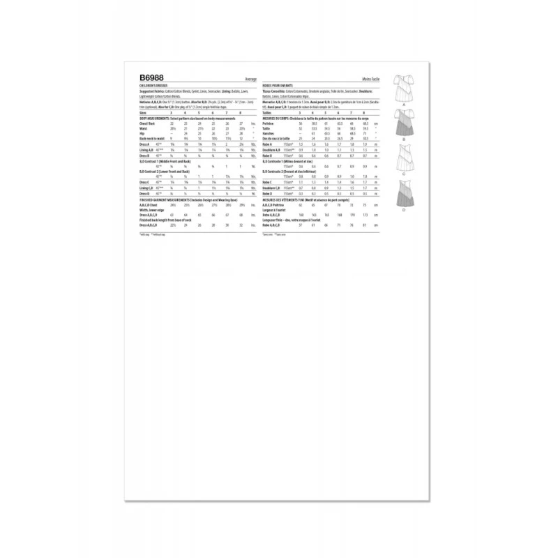 Butterick Sewing Pattern B6988 Children’s Asymmetrical Dress With Optional Trim 10 Butterick Sewing Pattern B6988 Children’s Asymmetrical Dress With Optional Trim - Image 8