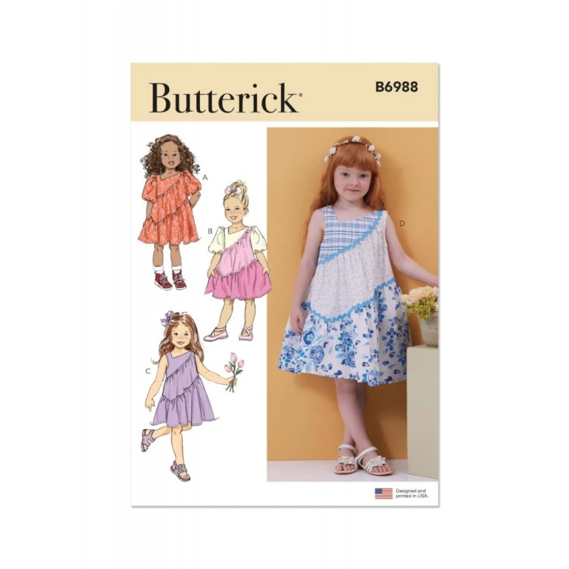 Butterick Sewing Pattern B6988 Children’s Asymmetrical Dress With Optional Trim 3 Butterick Sewing Pattern B6988 Children’s Asymmetrical Dress With Optional Trim