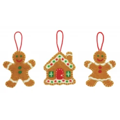 Christmas Gingerbread Felting Kit 3 Ornaments Craft