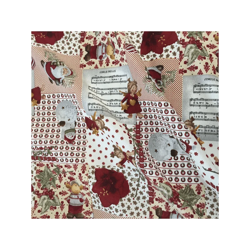 Christmas Musical Santa Snowman Cotton Linen Look Upholstery Panama Fabric 3 Christmas Musical Santa Snowman Cotton Linen Look Upholstery Panama Fabric