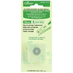 Clover Rotary Cutter Blade Straight CL7513 Refill 18mm Pack Of 5 Plus Cover
