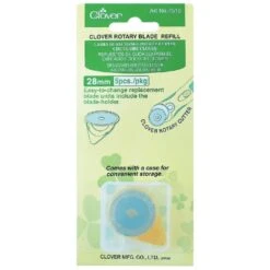 Clover Rotary Cutter Blade Straight CL7515 Refill 28mm Pack Of 5 Plus Cover