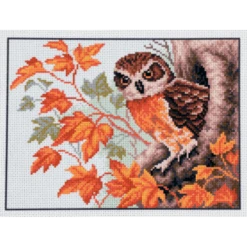 Collection DArt Owl Printed 14 Count Cotton Aida Canvas Cross Stitch
