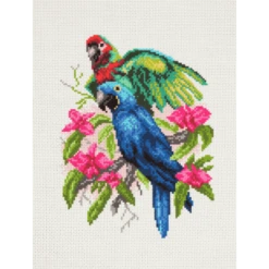 Collection DArt Parrots Printed 14 Count Cotton Aida Canvas Cross Stitch