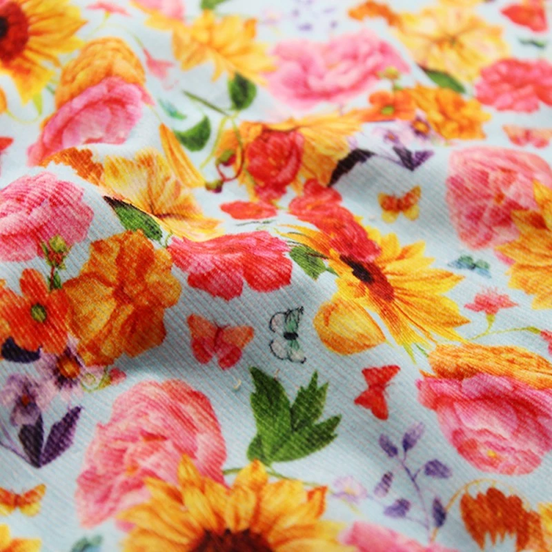 Cotton Corduroy Fabric Sunflower Spring Floral 4 Cotton Corduroy Fabric Sunflower Spring Floral - Image 2