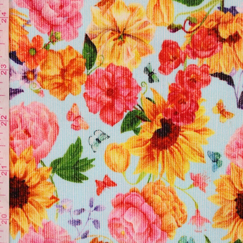 Cotton Corduroy Fabric Sunflower Spring Floral 5 Cotton Corduroy Fabric Sunflower Spring Floral - Image 3