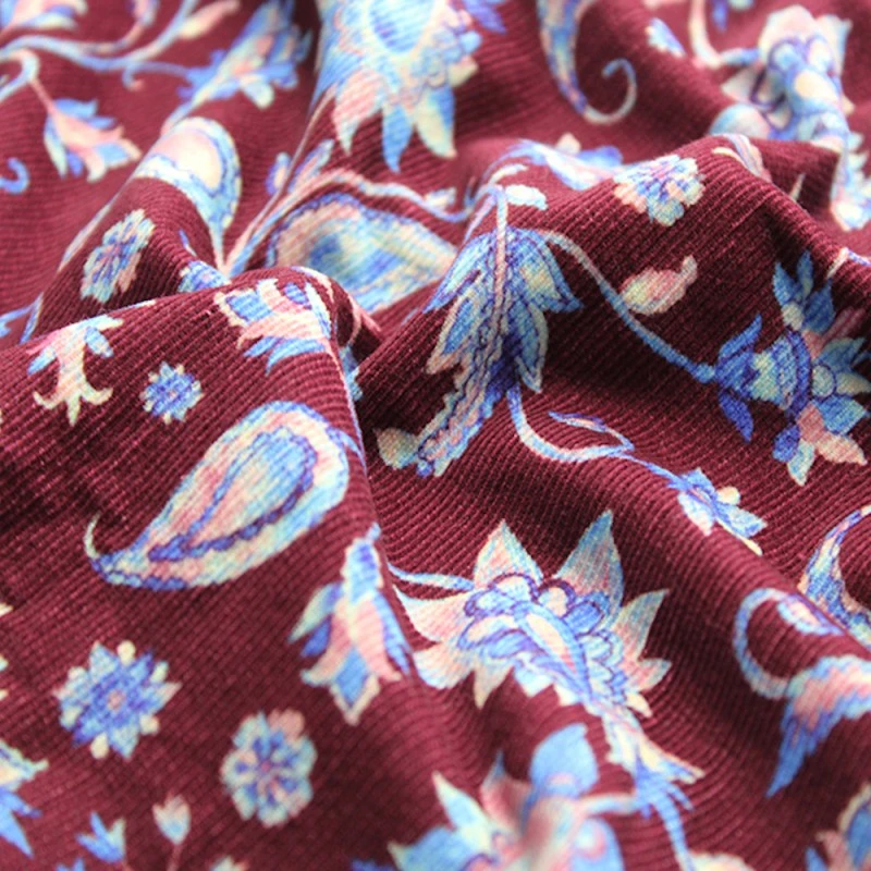 Cotton Corduroy Fabric Watercolour Paisley Floral 4 Cotton Corduroy Fabric Watercolour Paisley Floral - Image 2
