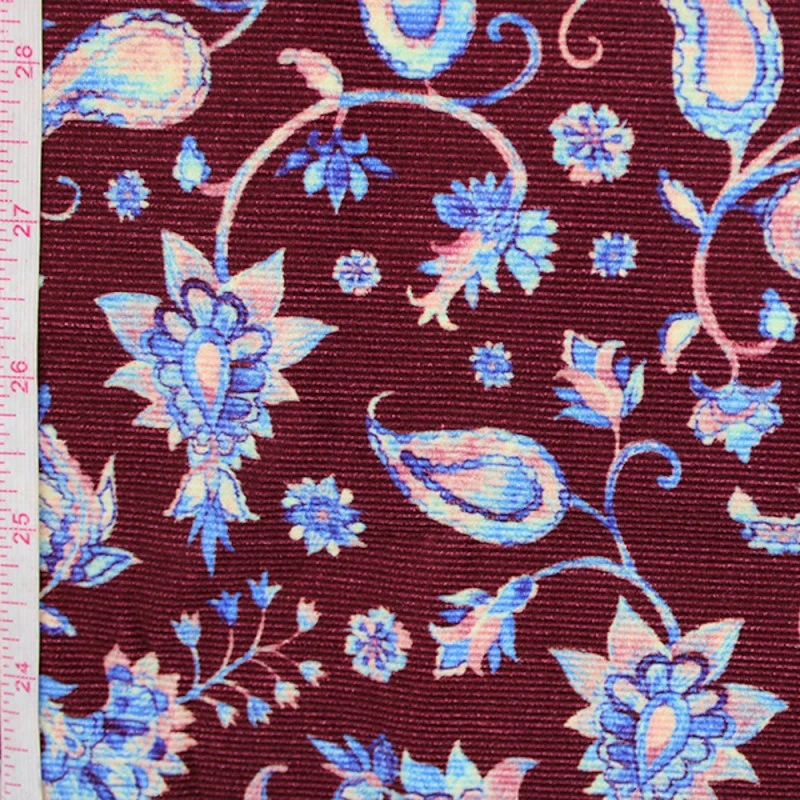 Cotton Corduroy Fabric Watercolour Paisley Floral 5 Cotton Corduroy Fabric Watercolour Paisley Floral - Image 3
