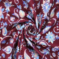 Cotton Corduroy Fabric Watercolour Paisley Floral