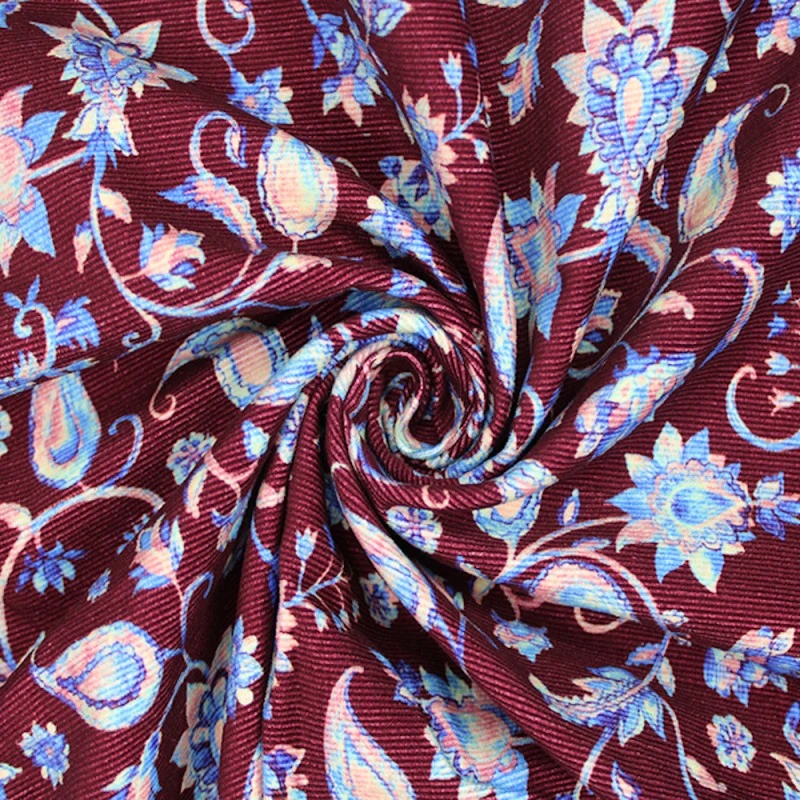 Cotton Corduroy Fabric Watercolour Paisley Floral 3 Cotton Corduroy Fabric Watercolour Paisley Floral