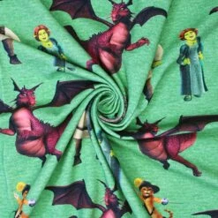 Cotton Jersey Fabric Dreamworks Shrek Movie Dragon Donkey Fiona Puss In Boots