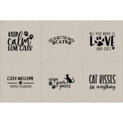 Cotton Rich Linen Look Fabric Cat Keep Calm Love Cats Kitten Upholstery Panel