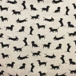 Cotton Rich Linen Look Fabric Dachshund Dog Curtain Upholstery Cushion