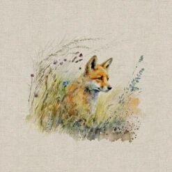 Cotton Rich Linen Look Fabric Digital Country Foxes Fox Wild Flowers Panel -OHSEWCRAFTY cotton rich linen look fabric digital country foxes fox wild flowers panel 6
