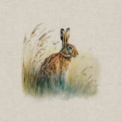 Cotton Rich Linen Look Fabric Digital Country Hares Hare Rabbit Panel -OHSEWCRAFTY cotton rich linen look fabric digital country hares hare rabbit panel 4