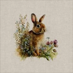 Cotton Rich Linen Look Fabric Digital Floral Bunnies Bunny Rabbit Panel -OHSEWCRAFTY cotton rich linen look fabric digital floral bunnies bunny rabbit panel 5