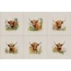 Cotton Rich Linen Look Fabric Digital Hedgerow Highland Cow Cows Farm Panel -OHSEWCRAFTY cotton rich linen look fabric digital hedgerow highland cow cows farm panel