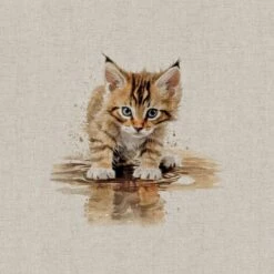 Cotton Rich Linen Look Fabric Digital Puddle Kittens Kitten Cat Cats Panel -OHSEWCRAFTY cotton rich linen look fabric digital puddle kittens kitten cat cats panel 2