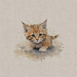 Cotton Rich Linen Look Fabric Digital Puddle Kittens Kitten Cat Cats Panel -OHSEWCRAFTY cotton rich linen look fabric digital puddle kittens kitten cat cats panel 4