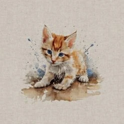 Cotton Rich Linen Look Fabric Digital Puddle Kittens Kitten Cat Cats Panel -OHSEWCRAFTY cotton rich linen look fabric digital puddle kittens kitten cat cats panel 5